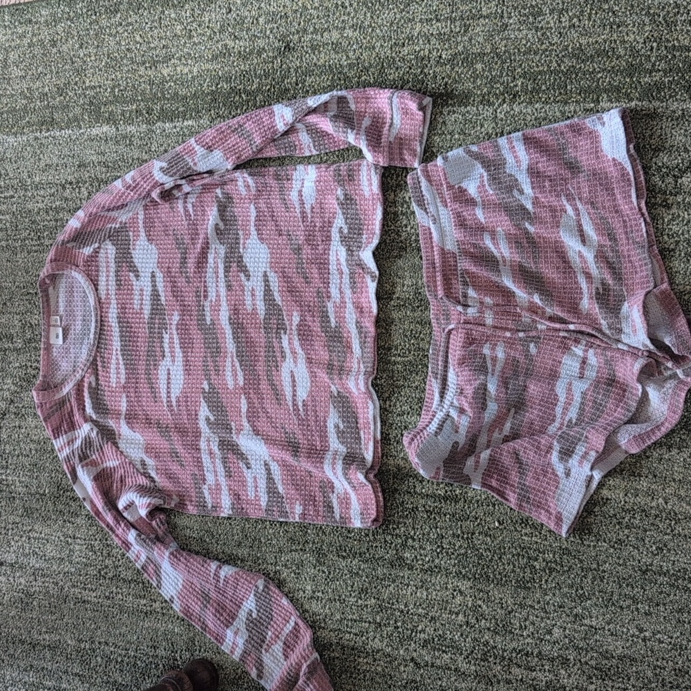 BP Pink and White Textured Knit Top